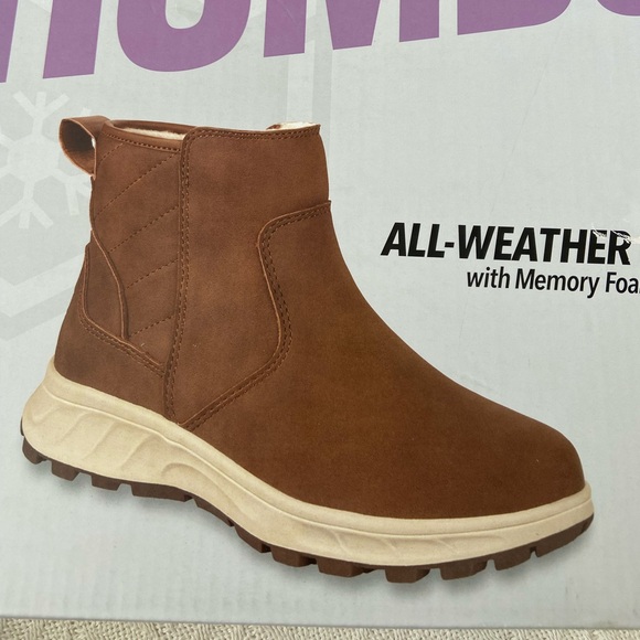 Khombu Sienna Womens Brown All-Weather Boot, Faux Fur, Memory Foam, Repels Water - Picture 1 of 11